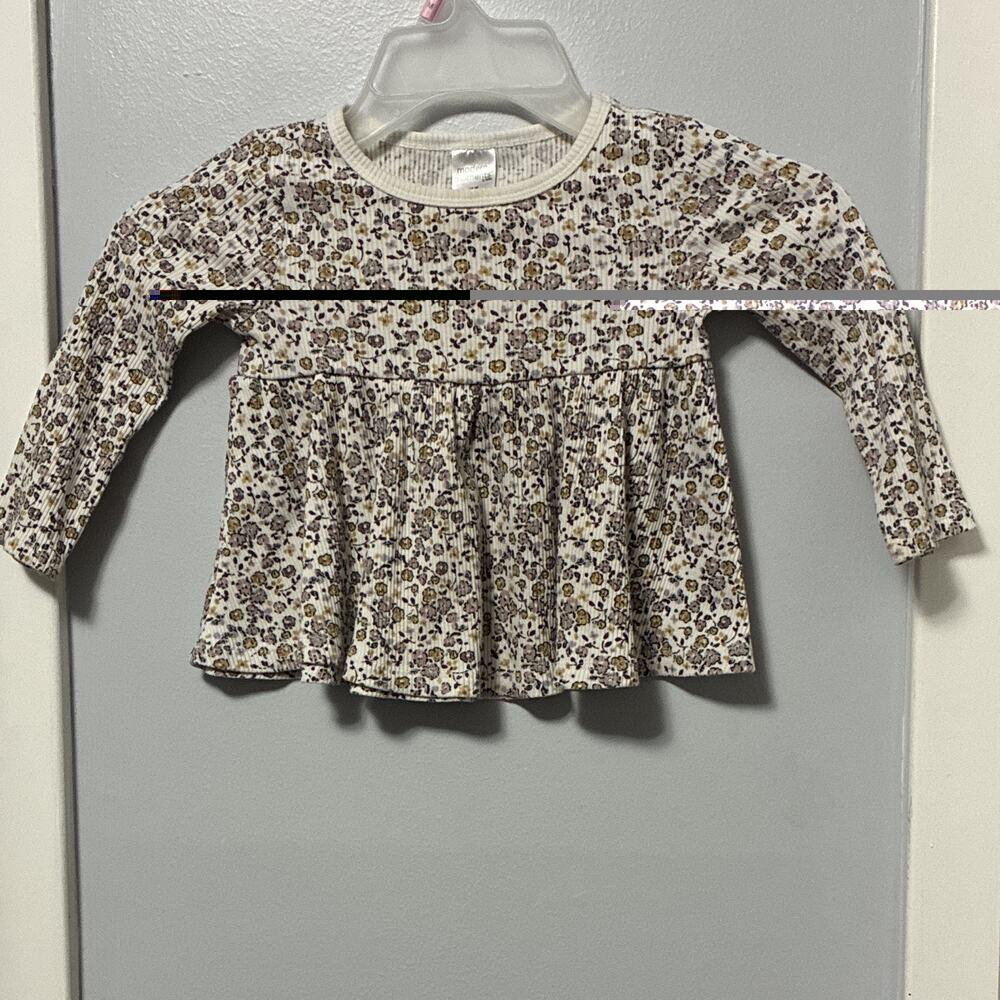 Modern Moments by Gerber Girls Floral Ribbed Long Sleeve Top 18M Stretch Boho